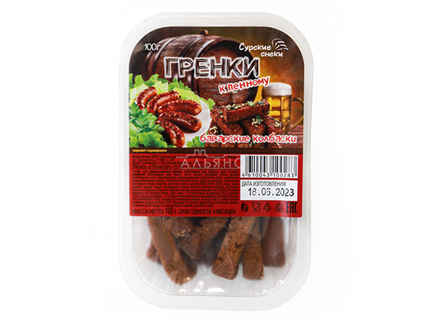 Сурские гренки Баварские колбаски (100 гр) в Красково